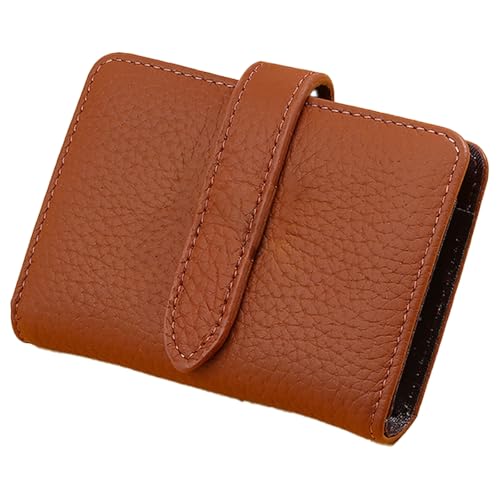 Women's PU Leather Wallet, Retro Lychee Pattern Folding Wallet with Multiple Card Slots, Coin Purse, Luxury Hasp Clutch, Large Capacity Short Money Bag for Cards and Coins (Brown)