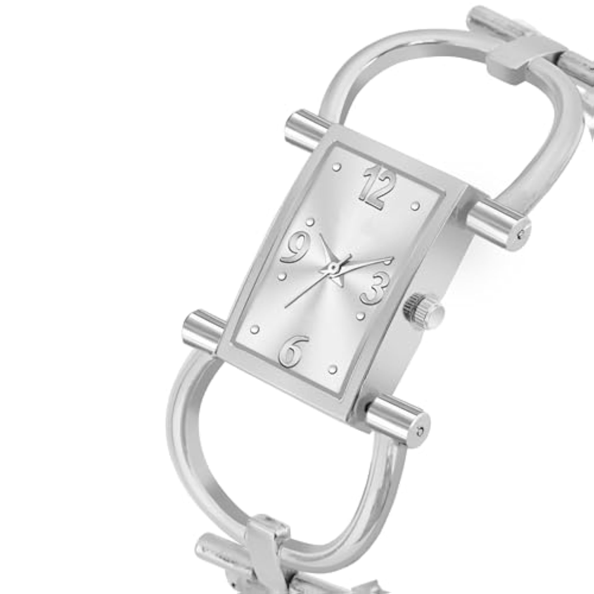 Women's Silver Trending Square Bracelet Analog Watch