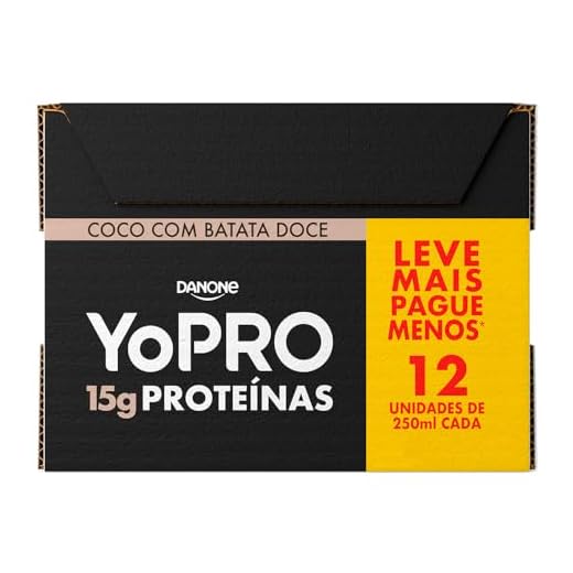 YoPRO, Pack Yopro Bebida Láctea Uht Coco com Batata Doce 15G de Proteínas 250 Ml -12 Unidades