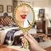 YUSONG Vintage Handheld Mirror for Makeup - Travel Handle Mirrors for Women Gold Embossed Flower Portable Princess Mirror Tabletop Party Classroom