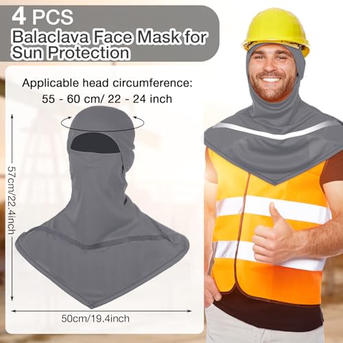 Image of Seematn 4 Pcs Balaclava Sun Men Face Mask UV Protection with Reflective Strip for Construction Work Neck Covers Summer