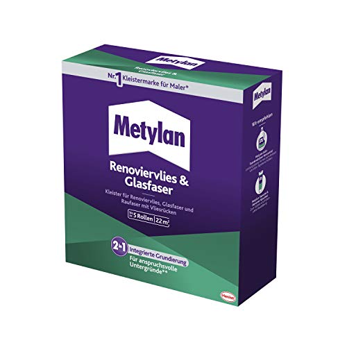 Metylan Pegamento para papel pintado de fibra de vidrio y fibra de vidrio, para habitaciones húmedas, 1 x 500 g