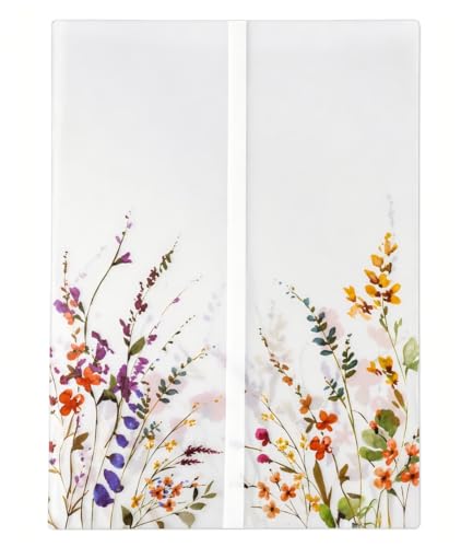 Puremigo 50 Pack Wildflower Printed Pre-Folded Vellum Jackets for 5x7 Invitations - 115GSM Vellum Paper 5x7 Jackets - Wedding Invitations Wraps - Transparent