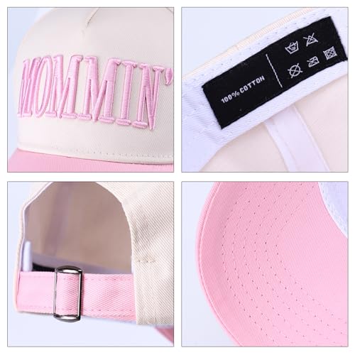 Image of Vintage Two-Tone Trucker Hat Adjustable Baseball Cap with Mommin Embroidery Ponytail Fit Unisex Outdoor Casual Headwear