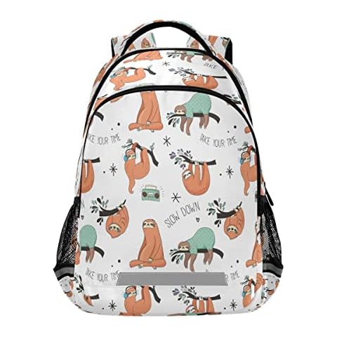 JUMBEAR Radio Sloth Backpack Durable Waterproof School Bag Travel Laptop kids School Bookbags with Reflective Strip for Boys Girls Cover