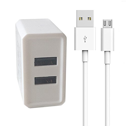Dual USB Charger and Power Adapter for Fire Tablets and Kindle eReaders, Amazon Fire TV Stick, Fire 7 Tablet, Kindle Paperwhite E-Reader,Kindle Voyage E-Reader,HD 8 10 Tablet,Echo Dot(White)
