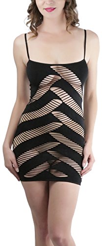 Image of ToBeInStyle Women's Stretch See Through Fishnet Novelty Mini Rave Party Dress