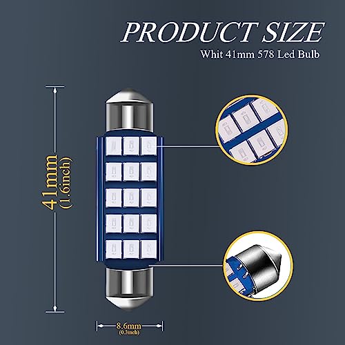 Pack de 4 bombillas LED 578 6500K 1.59 pulg azul miniatura 2