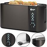Der 4 Scheiben Toaster röstet mit 1500W Leistung Ihr Brot besonders schnell und komfortabel! Die integrierte Brotscheibenzentrierung fixiert das Brot sicher und sorgt so für hervorragend gleichmäßige Bräunungsergebnisse! Genießen Sie köstlich geröstetes Brot im Handumdrehen!