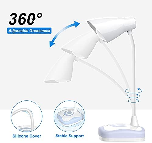 LED Desk Lamp, USB Rechargeable Table Lamp with 3 Levels Brightness, Touch Sensor Control, Mood Light on Base, Energy-Saving Portable Reading Light for Study, Bedroom, Office, Working, Home