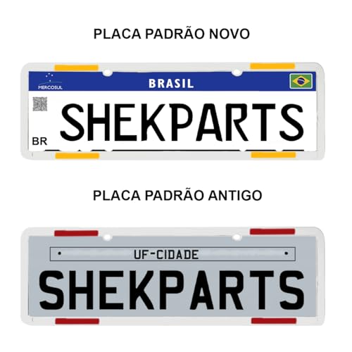 Par Moldura de Placa Cromado Com Refletor Lisa Universal Novo Padrão Mercosul e Padrão Antigo - 405