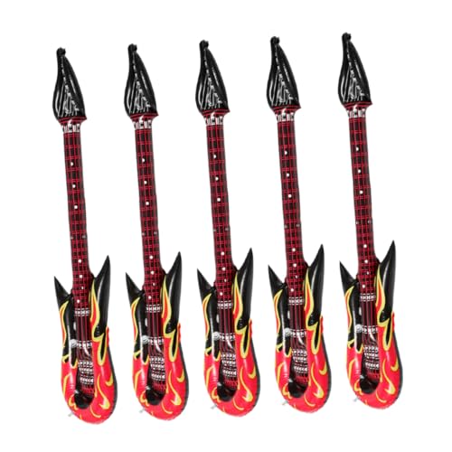 ERINGOGO Air Playing Guitar Toy Music Themed 5pcs Inflatable Rock Guitar PVC Flame Design for Kids