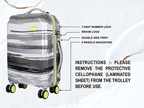 Image of Coolife Swisslite (Size-24 Inch) Hardsided Printed Polycarbonate Luggage Trolley Bag (Colour: Grey)