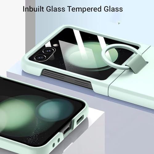 Image of Kapa Ultra Thin PC + D Ring Back Case for Samsung Galaxy Flip7 / Z Flip 7 |with [Inbuilt Glass] Shockproof Slim Hard Protective Cover (Mint Green)