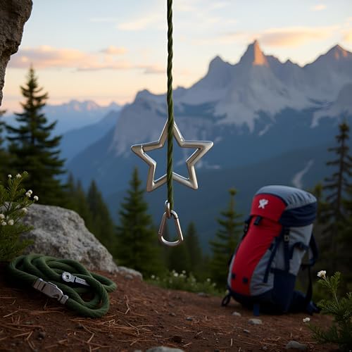Star Shaped Stainless Steel Keychain Clip Carabiner Snap Hook Holder Carabiner Hook Clip Key Holder Keychain Carabiners for Keys and Wallet Accessory with Key Chain Rings (Gun Color)