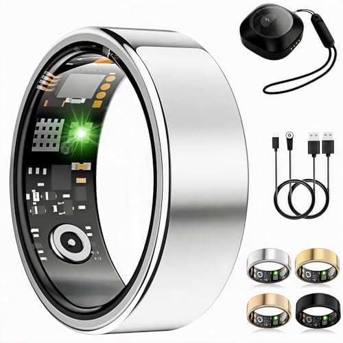 Smart Ring for Women Men, Fitness Ring without Subscription, Black,6 | Health Rings Gen4, 24/7 Heart Rate/SpO2/Stress/Sleep Tracker, 50M Waterproof, Dual Charge, 140 Sport Modes for Every Ac