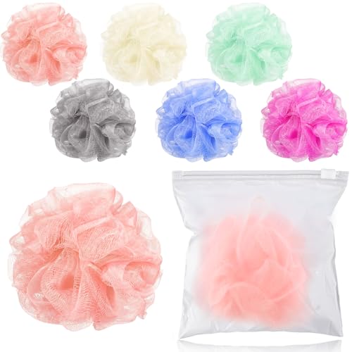 Funnymoom 6 Pcs Travel Loofah Shower Puff,25g,Pastel