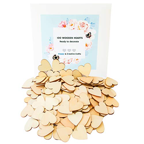 Wooden Hearts 100pcs, 1-1/2