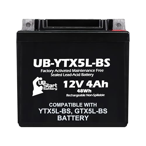12V 4Ah YTX5L-BS Battery Replacement for GTX5L-BS Battery - Compatible with Honda 5L-BS DTX5L-BS CTX5L-BS CT5L-BS ES5LBS PTX5L-BS ATX5L ET5L - 12 Volt Motorcycle Quad ATV Batteries, YTX5L AGM SLA