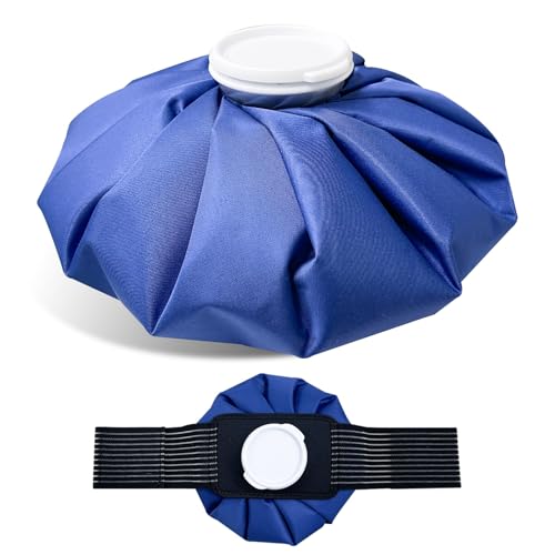Image of 11 inch Large Ice Bag Pack with Wrap for Injuries, Upgrade Reusable Ice Packs, Effective Hot /Cold Therapy for Migraine, Shoulder, Neck, Knee Pain, No-Leak & Waterproof, Blue