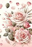 Notizbuch mit zartem rosafarbenem Rosen-Motiv: Das Cover zeigt ein romantisches Muster von rosa Rosen und Blättern. Format: Ca. 6 x 9 Zoll (ähnlich ... 150 linierte Seiten. Einband: Softcover