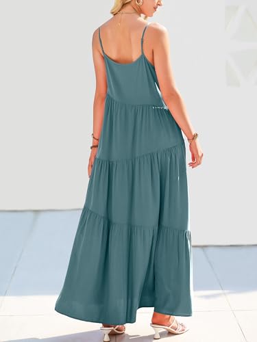 Image of ANRABESS Women Summer Casual Loose Sleeveless Sundress Spaghetti Strap Flowy Boho Linen Beach Vacation Maxi Long Dress