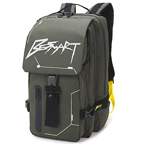 Be Smart Hiking Outdoor Travel Backpack With Cyberpunk Design, Water-Resistant Laptop Daypack Book Bag With Multi-Layer For Men & Woman (Army Green) #TOP6