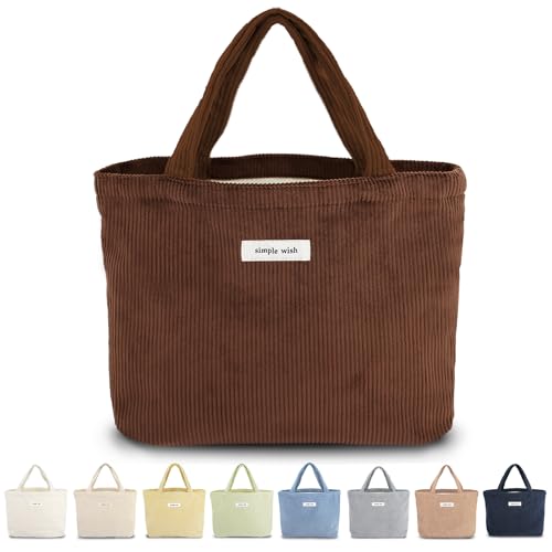 Sminra Corduroy Small Tote Bible Bag for Women, Mini Daily