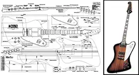 Guitarra elétrica Plan of Gibson Firebird - Impressão em escala completa