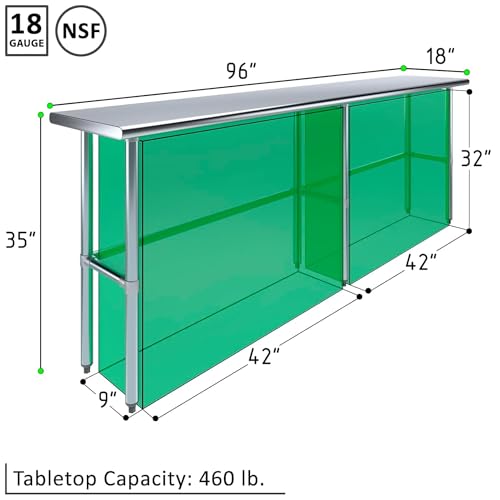 Image of 18 inchx96 inch Open Base Stainless Steel Work Table, NSF