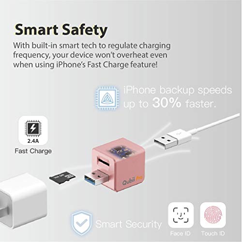 Qubii Pro Photo Storage Device for iPhone & iPad, Auto Backup Photos & Videos, Photo Stick for iPhone, Digital Photos Organizer【microSD Card Not Included】- Rose Gold - Thumbnail 2