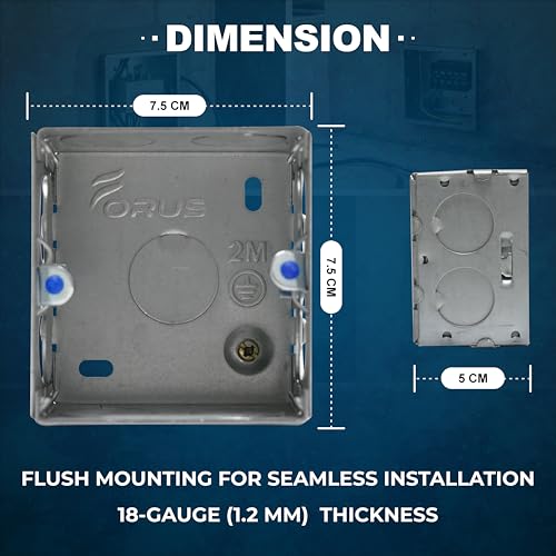 Image of Forus Concealed GI Sheet Metal Modular Box 1-2 Module, Excellent Quality Rustproof Galvanized Iron Heavy Duty Flush Mounting Electrical Junction Box, 18 Gauge thick 3x3 Inch Junction Box-4PC