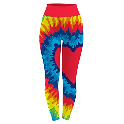 Lightweight Summer Pants Women Yoga Pant for Women 2025 Summer Casual Gradient Tie Dye Slim Fit Stretchy Pants High Elastic Waisted Workout Leggings Red
