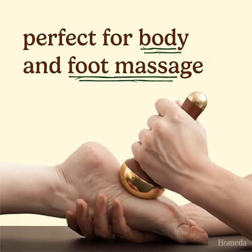 Homeda Kansa Wand Ayurveda Foot Massager - Indian Skincare Tool - SWA Kansa Wand for Feet & Face Relazation and Detox - Ayurveda Gifts (Double Bowl) - Image 4