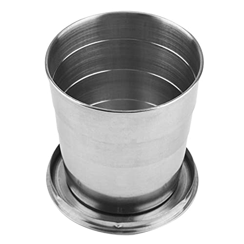 collapsible cup stainless - Silver Portable Outdoor Tumbler Stainless Steel Collapsible Folding Cup Mini Lightweight Reusable Mugs with Key Chain for Traveling Camping(250ml)