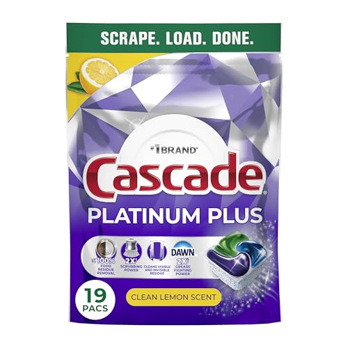 Cascade Platinum Plus Dishwasher Pods, Lemon, 19 Count