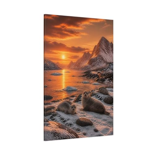 Paysage Sunset Burnt Sienna décoration murale verticale en toile grand format pour grand salon