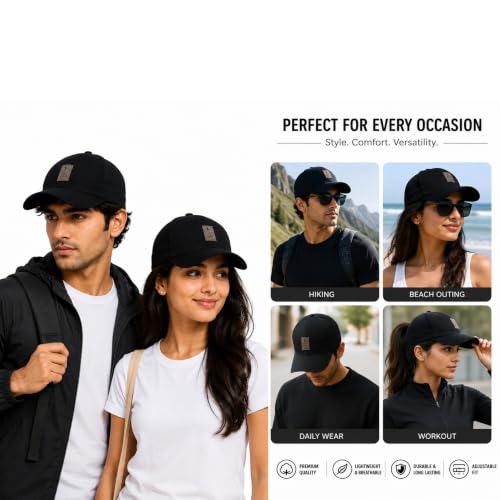 Image of Cap for Men Women Topi Unisex Head Branded Boy's Girl's Caps Adjustable Strap Summer Sports Cricket Gym Dance Cotton Free Size