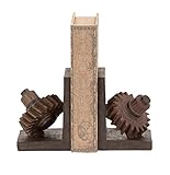 Deco 79 Poly-Stone Gear Bookends, 7 by 5-Inch, Set of 2