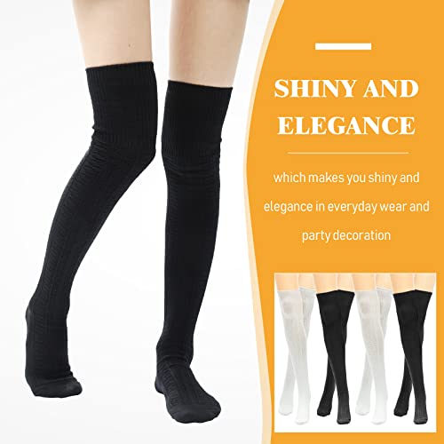 SATINIOR 4 Pairs Thigh High Socks for Women Knit Leg Warmers Long Over the Knee Soft Material Socks4
