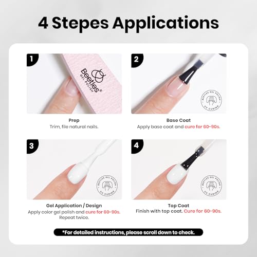 Image of Beetles 2 Colors 10ML HEMA-Free White Black Gel Nail Kit with U V Light, 6 Pcs Gel Polish Set Night and Day DIY Manicure Kit with Base &Top Coat Nail File Soak Off Home Salon Travel Gifts for Women