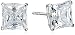 10k Gold Princess-Cut Swarovski Zirconia Studs (2 cttw)