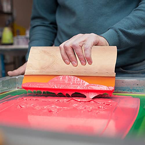Image of Screen Printing Squeegee, 75 Durometer Wooden Scraper Rubberwood Silk Print, for Printmaking Print Ink Machine 11.8 inch