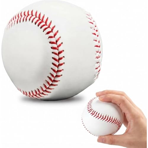 KIQAWEE 2 Pack Base Ball Standard Hard Leather 9 Inch Baseball Practice Rubber Leather Base Ball for Outdoor Sports School Training for Youth and Adult
