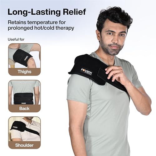 Image of FOVERA Reusable Hot & Cold Pack for Muscle Pain Relief & Injury | Ideal for Back, Shoulder & Hip | Long-Lasting Hot & Cold Therapy (Large - 7 x 13 Inch, With Cover)
