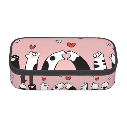 Image of Kawaii Cat Paw Large Pencil Case With Zipper Compartments Stationery Pencil Bag For Kids Teens Students School Supplies