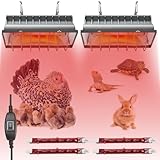 2 Pack 250W Chicken Coop Heater for Chicken Dog Kennel, Cat Bed, Reptiles & Incubators, 2 Heating Mode Warmer for Chicken Coop in Winter, Inside and Outdoor Pet Total 4 Heating Tube as Backup Lamp