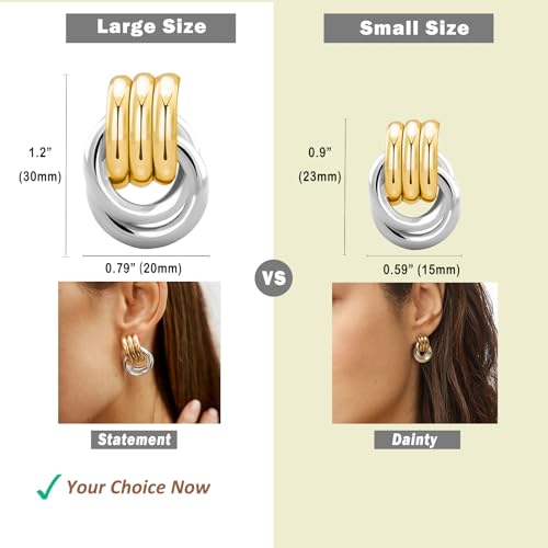 Chunky Gold Knot Earrings Statement Earrings for Women Gold Plated Dupes Geometric Dangle Earrings Hypoallergenic Fashion Trendy Jewelry Gifts3