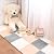 Amylove 36 Pack Plush Foam Floor Mat Square Interlocking Carpet Tiles with Border Fluffy Play Mat Floor Tiles Soft Climbing Rugs for Bedroom Playroom, 12 x 12 x 0.4 in(White, Light Gray, Camel)