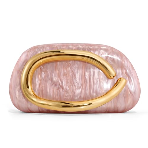 NEWROGENG Clutch Purses for Women Formal Marble Acrylic Evening Bags with Chain Trendy Metal Handle Purses and Handbags 2025 Marble Pink